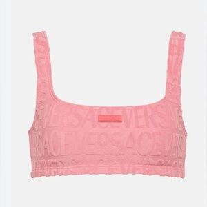 Versace Logo-Flocked Jaquard-Terry Bikini Top
